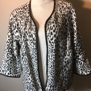 Chico’s white leopard zipper jacket, 3/4 sleevesXL